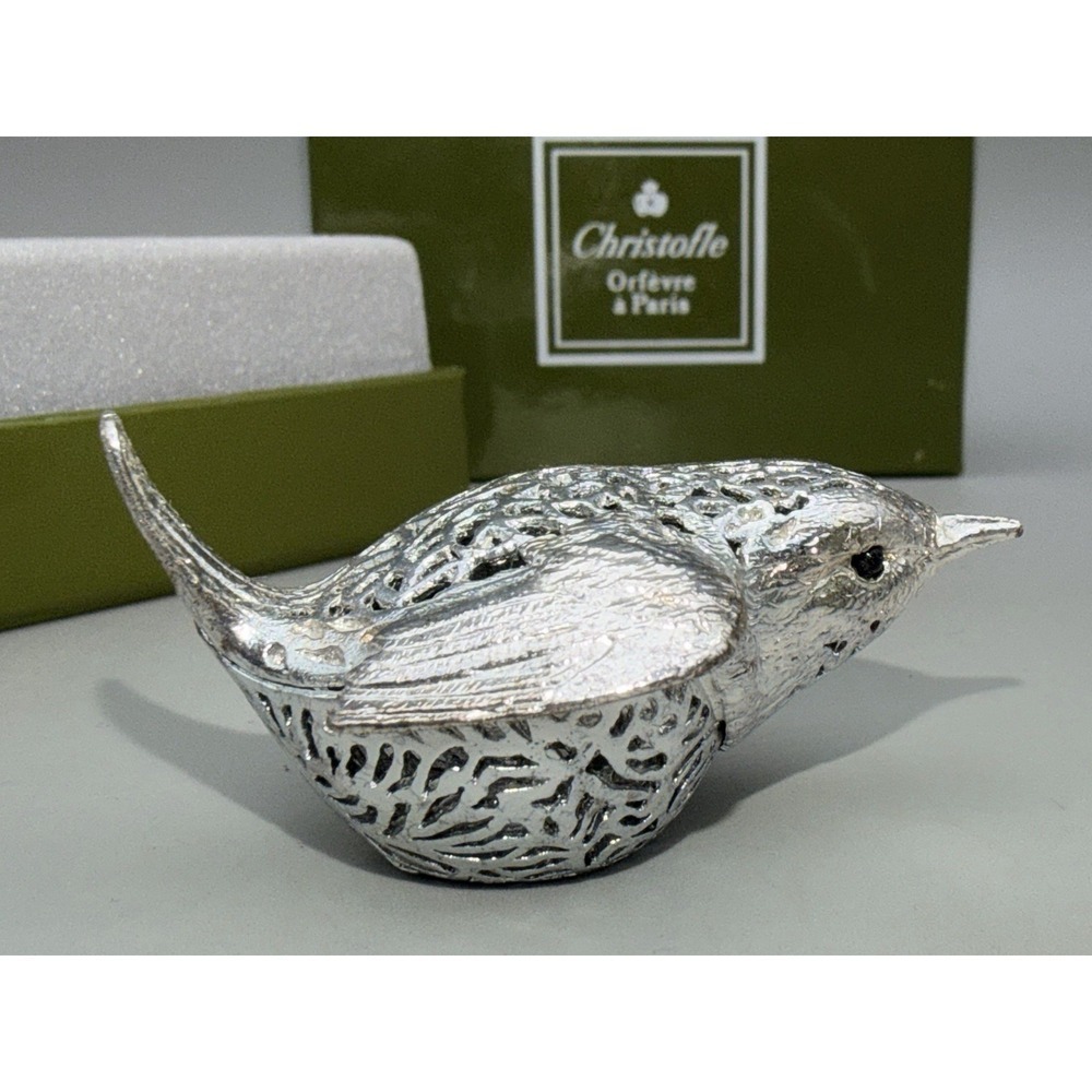 Christofle Paris Lumiere d'Argent Wren Bird Figurine Le Troglodyte Boxed